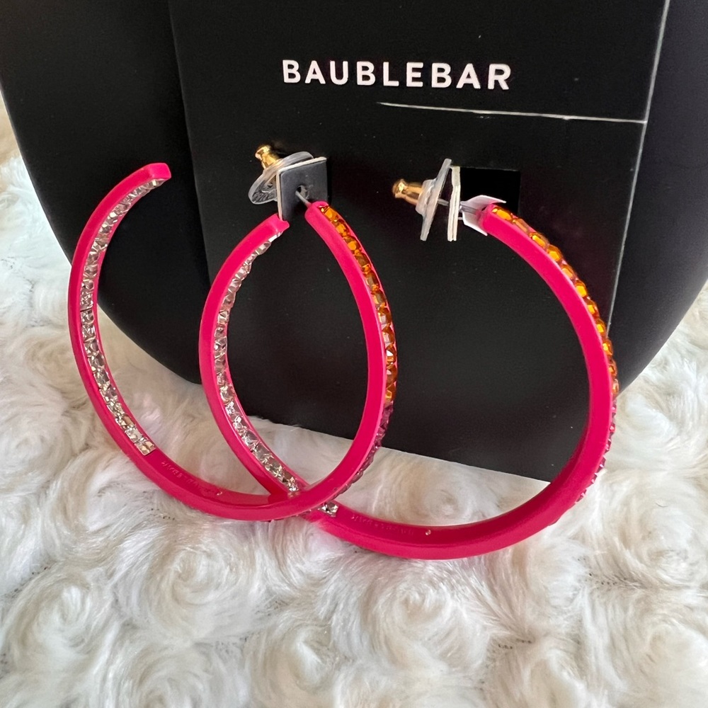 Pink Rhinestone Earrings - Picture 3 of 3